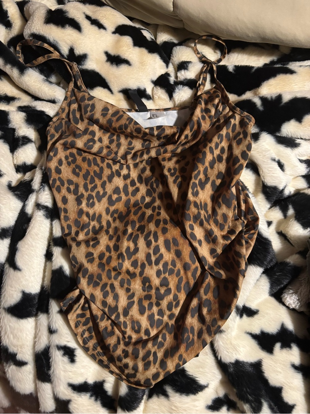 ⭐️Leopard Print Cowl Neck Cami Tank Top S NWOT